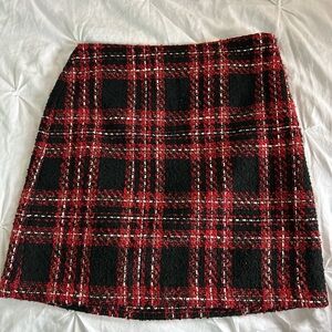 Loft Red/Black Tweed Skirt
